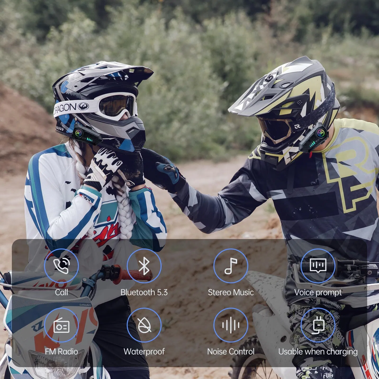 Блютуз-интерком для мотошлема с рацией