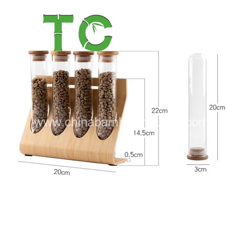 Tabletop Countertop Cafe Bar Kitchen Clear Cereals Canister Holder Coffee Bean Test Tube Rack Stand Display Coffee Beans Storage Jar