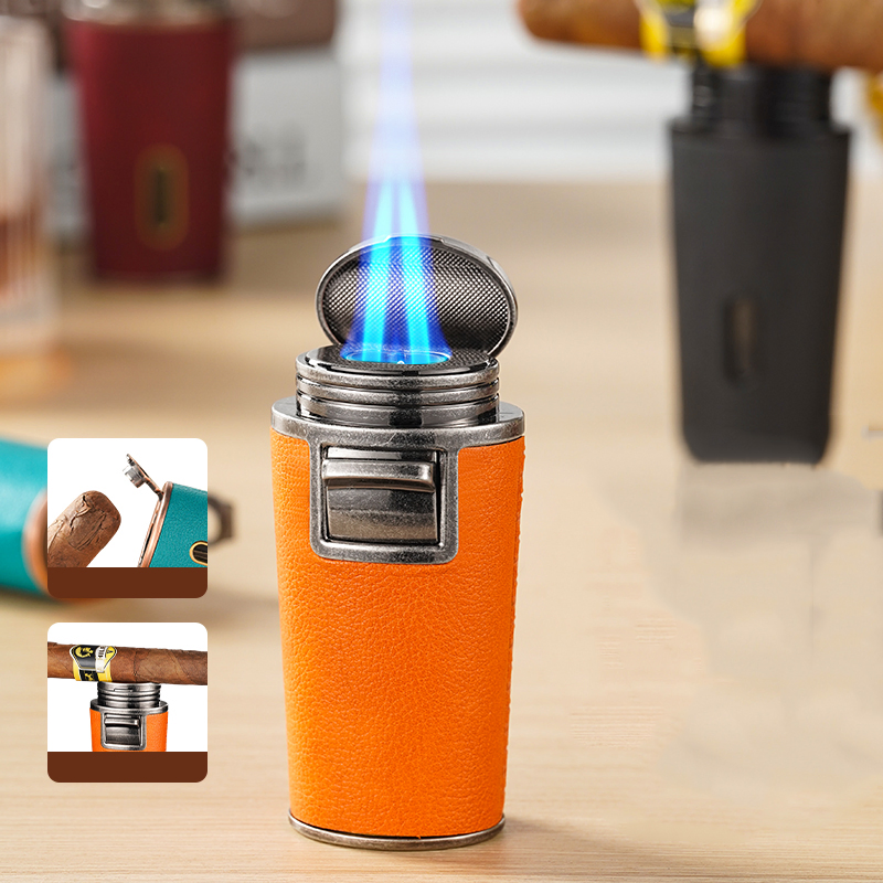 Cigar Specific Dual Flame Lighter with Cigar Cutter