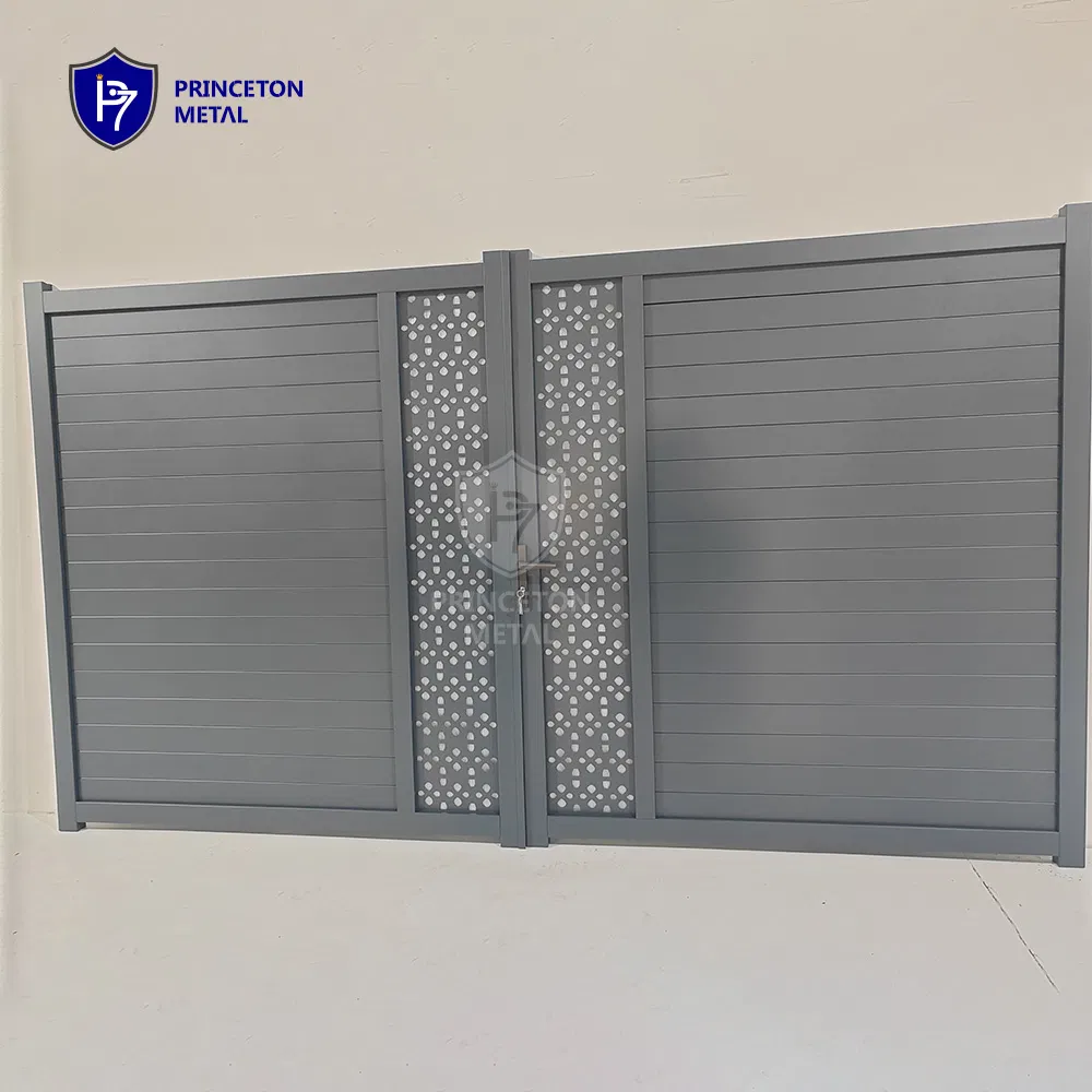 Modern Design Laser Cutting Aluminum Double Swing Gate Home Entrance Security Metal Residential Gate with Lock