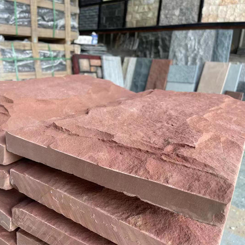 Sinotopstone Split Natural Face Finishing Red Sandstone Wall Floor Slab Tiles