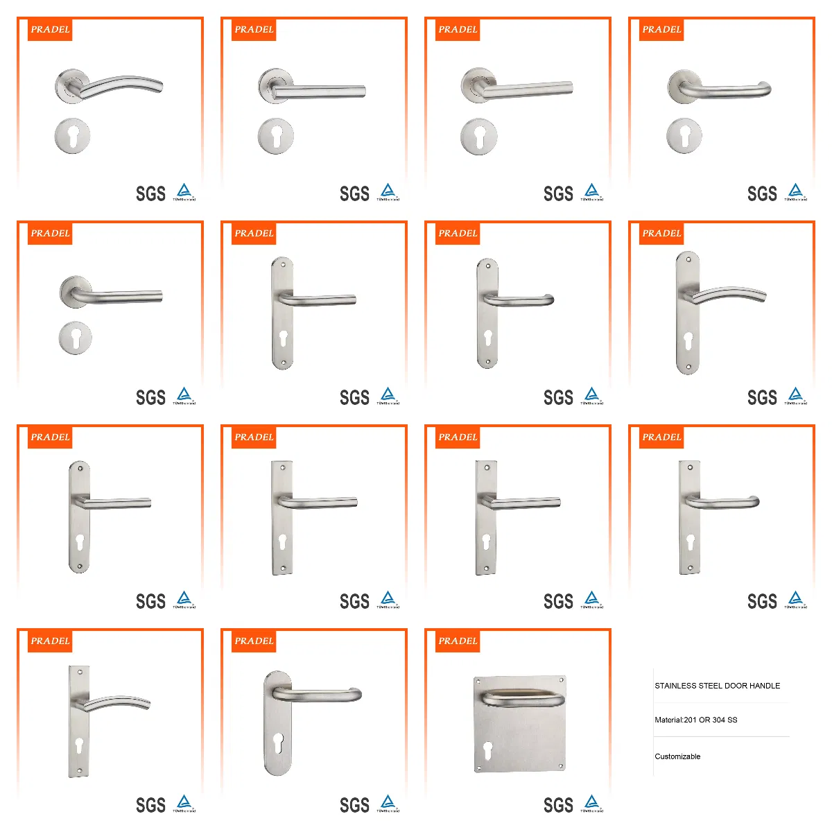 Minimalist Design Silver Door Knob Standard Interior Passage and Privacy Access Bathroom Handle Set for Bedrooms Steel Door Accessories Hardware Pull Handle