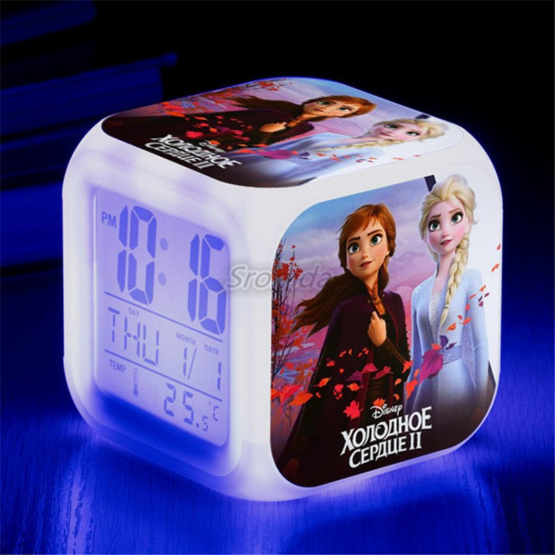 Newest Alarm Frozen LED Clock Frozen Elsa Anna Digital Color Change Clocks