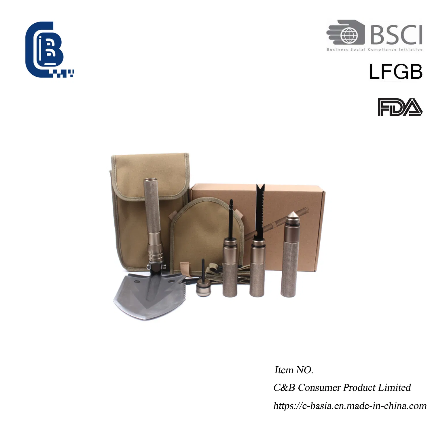 Stainless Steel Outdoor Folding Shovel, Survival Folding Portable Camping Shovel