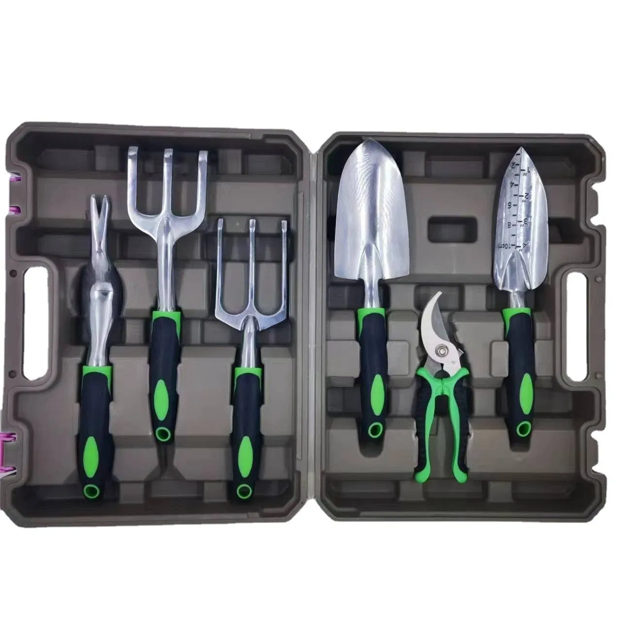 7 Piece Heavy Duty Aluminum Alloy Manual Garden Tools Set with Garden Carrying Box