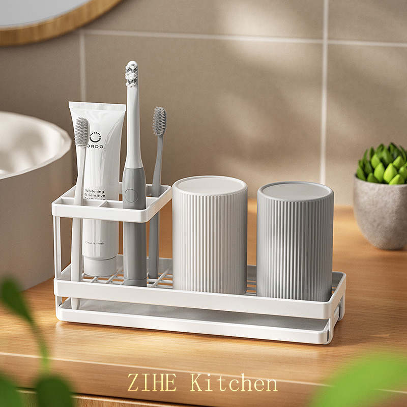 Japanese Toothbrush Holder Countertop Style Multi-Functional Bathroom Electric Toothbrush Holder