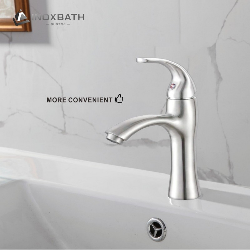 Смеситель для раковины из нержавеющей стали с накладной монтажной пластиной