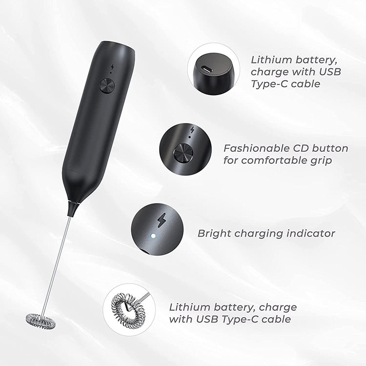 Handheld Coffee Frother Stainless Steel USB Rechargeable Electric Milk Frother