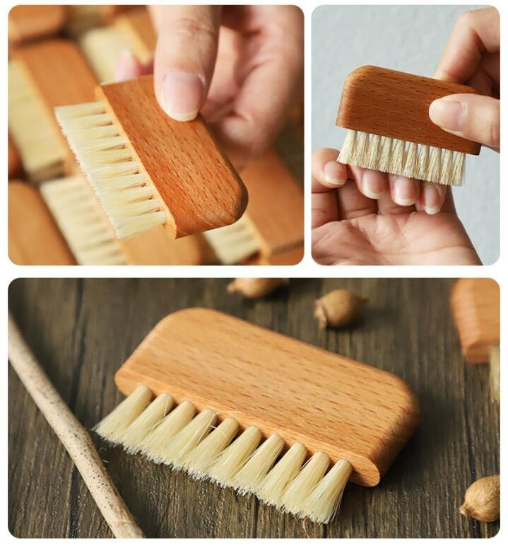Natural Beewood Wooden Cleaning Nail Fingernail Brush Non-Slip Scrub Brush for Cleaning Hands, Feet and Cuticles