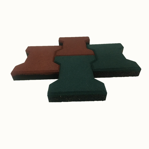 2023 Anti-UV Rubber Tiles Rubber Floor Tile Green/Red Dog-Bone EPDM Granules