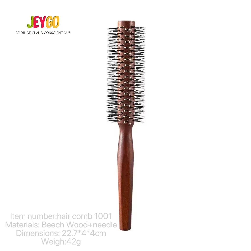 Professional Salon Wooden Round Rolling Anti-Static Curling Comb