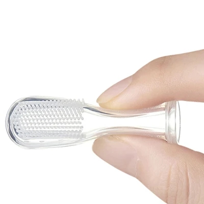 Factory Price Kids Toddlers Training Teething Oral Cleaning Massaging Hygiene Soft BPA Free Silicone Baby Finger Toothbrush with Case