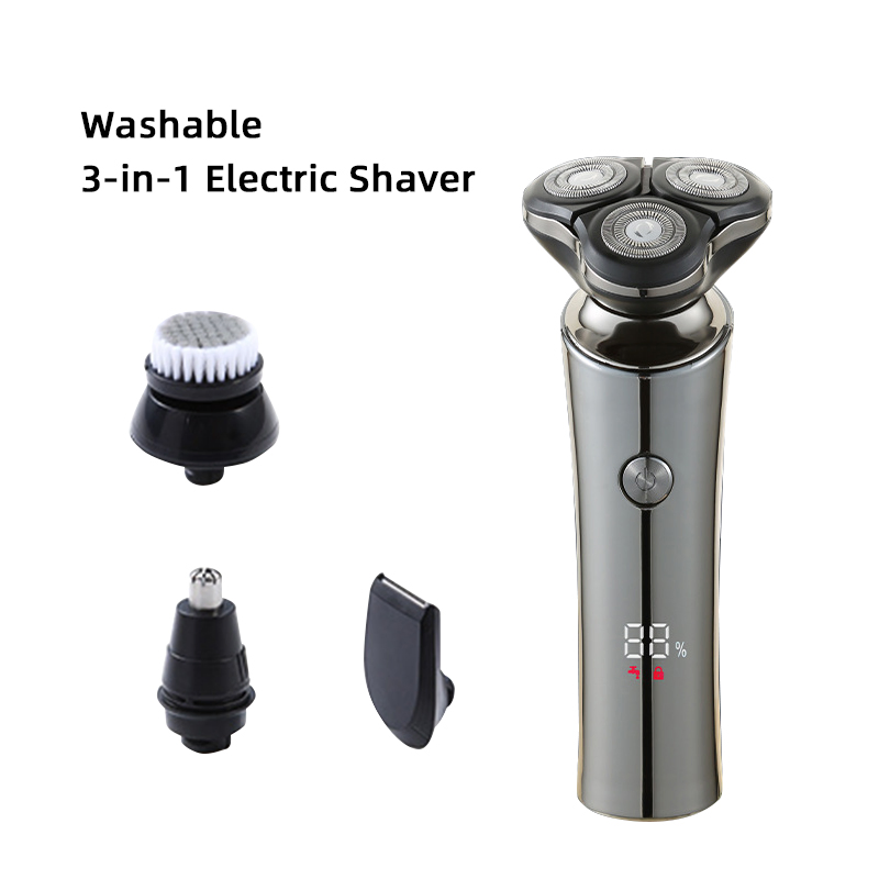 New Digital Display Magnetic Floating Three-Blade Electric Shaver Fully Washable and Fast-Charging