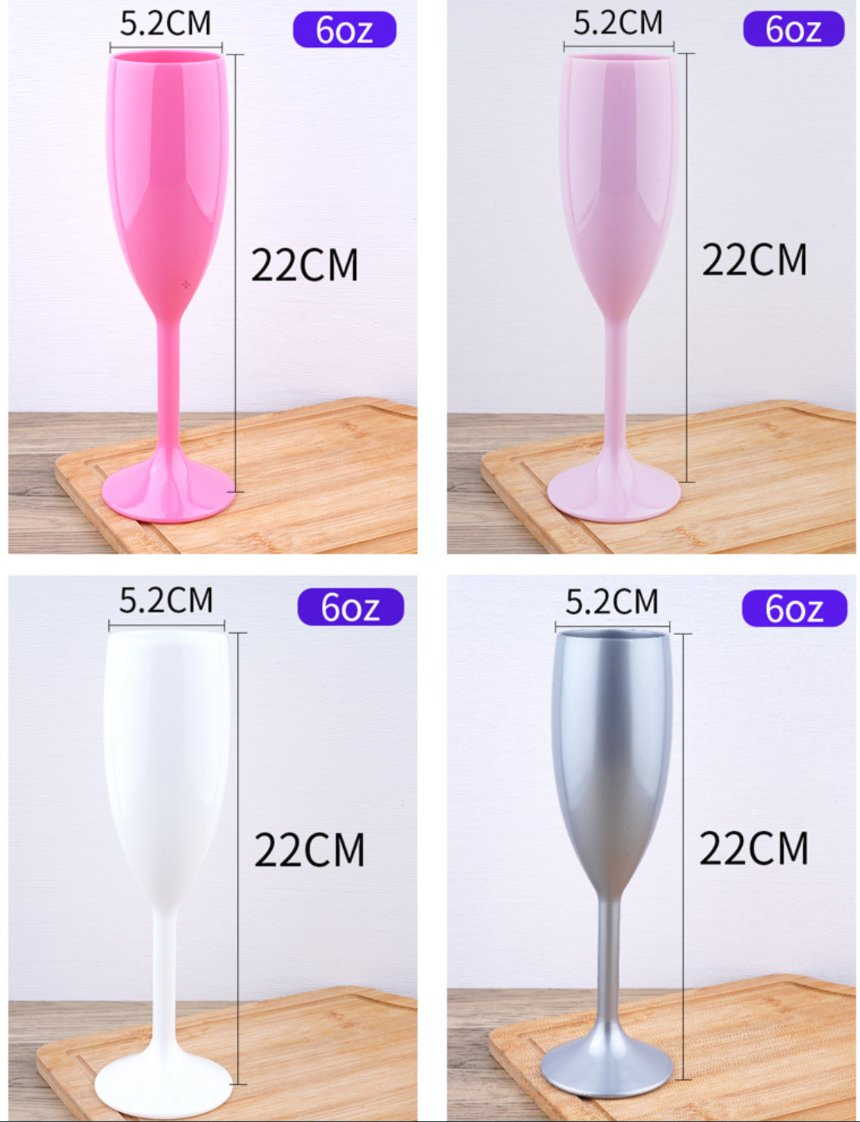 Popular Unbreakable Colored Red Champagne Drinking Glasses Custom PP Plastic Black Wine Glasses