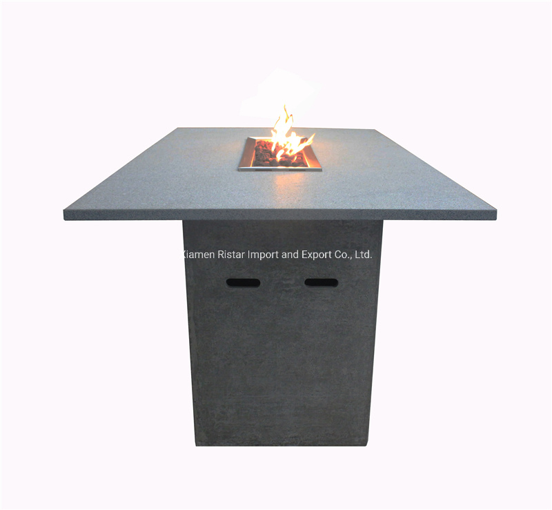 Support Customization New Designed Outdoor Rectangle Luxury Gas Fire Pit Table with Natural Stone Table Top