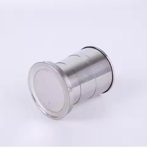 Stainless Steel Folding Cup with Key Chain Hiking Camping Cup