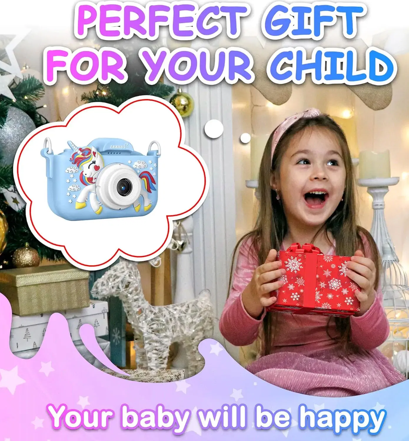 Christmas Birthday Gift for Boy Girls Kids Camera Toys for Children 3 to 6 HD Video Dual Lens Selfie Camera Great