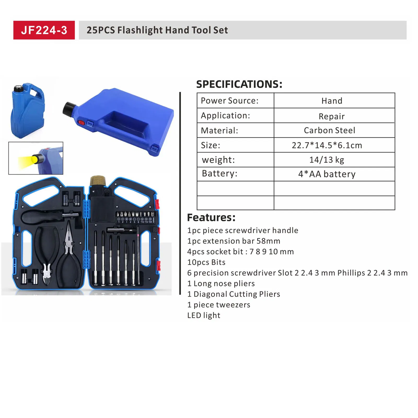25PCS Flashlight Hand Tool Set (PHJF224-3)