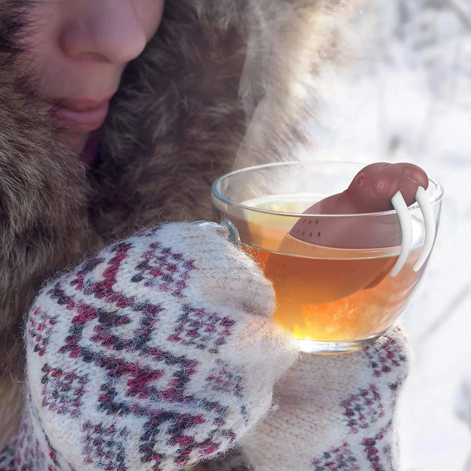 Professional Custom Reusable Cute Manatee Animal Tea Strainer Food Grade Silicone Tea Filters Infuser