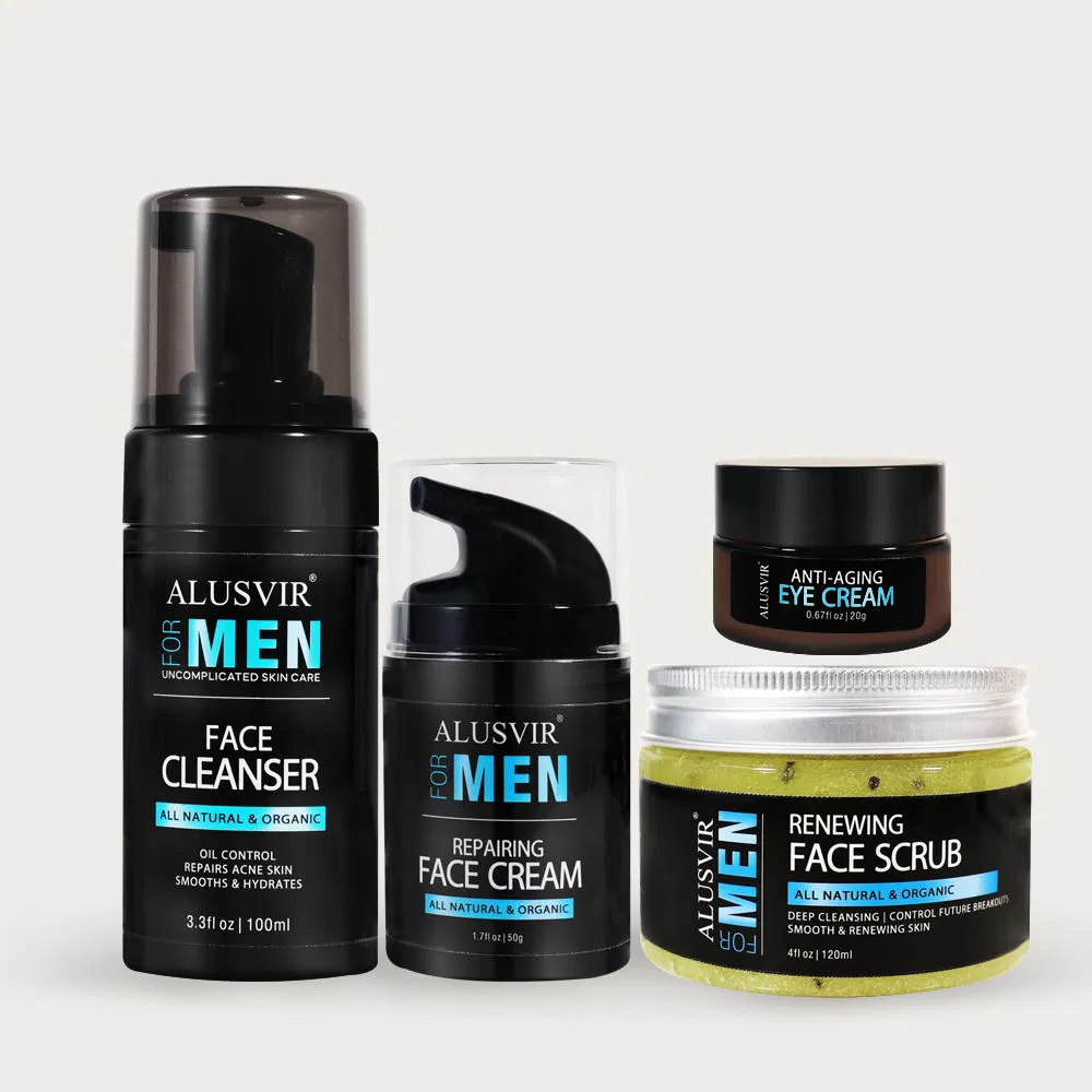 Man Skin Care Set Organic OEM Facial Cleanser Moisturizer Eye Cream Scrub