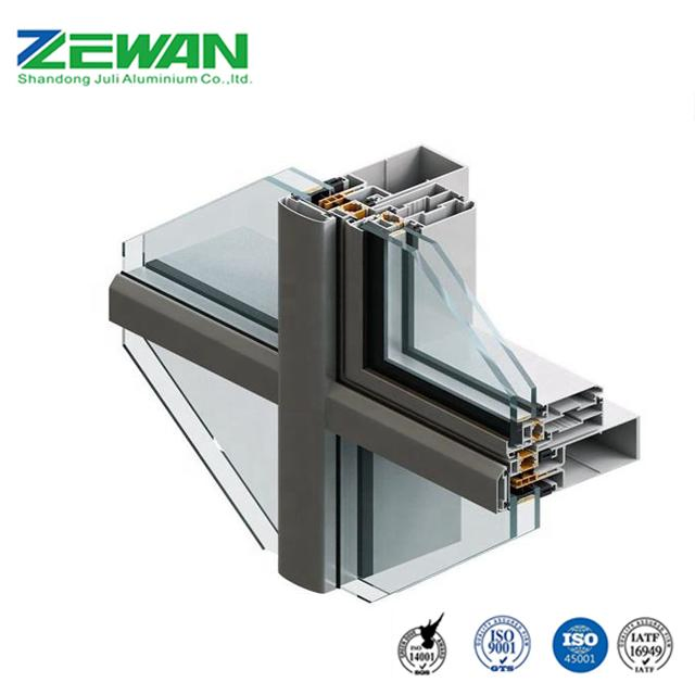 6063 T5 Powder Coating Aluminum Extrusion Profiles for Window Curtain Wall Industrial