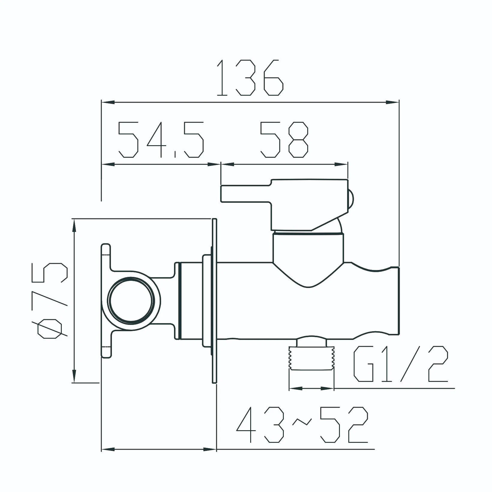 Смеситель для биде с верхней ручкой, латунь