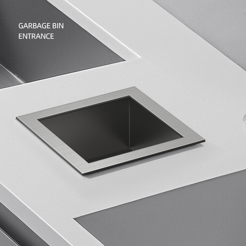 Space Saving Home Commercial Use 304 Stainless Steel Square Trash Can Cover Countertop Cover