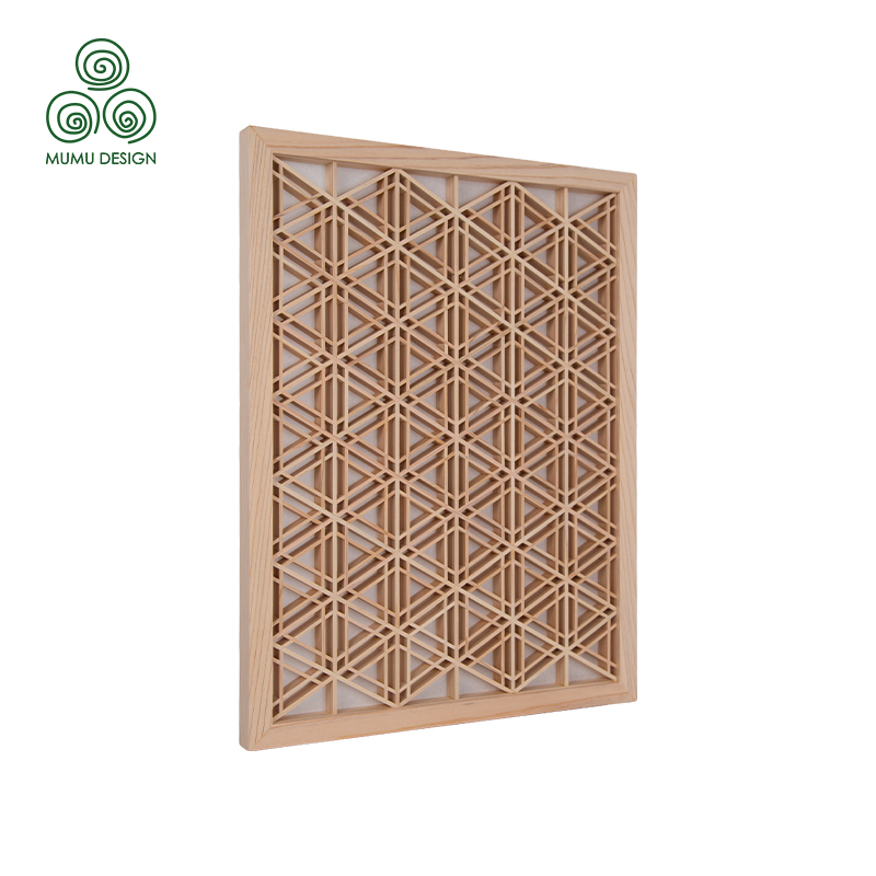 Handmade Japanese Wood Craft with Soft Light Transmission Kumiko Feature Wall
