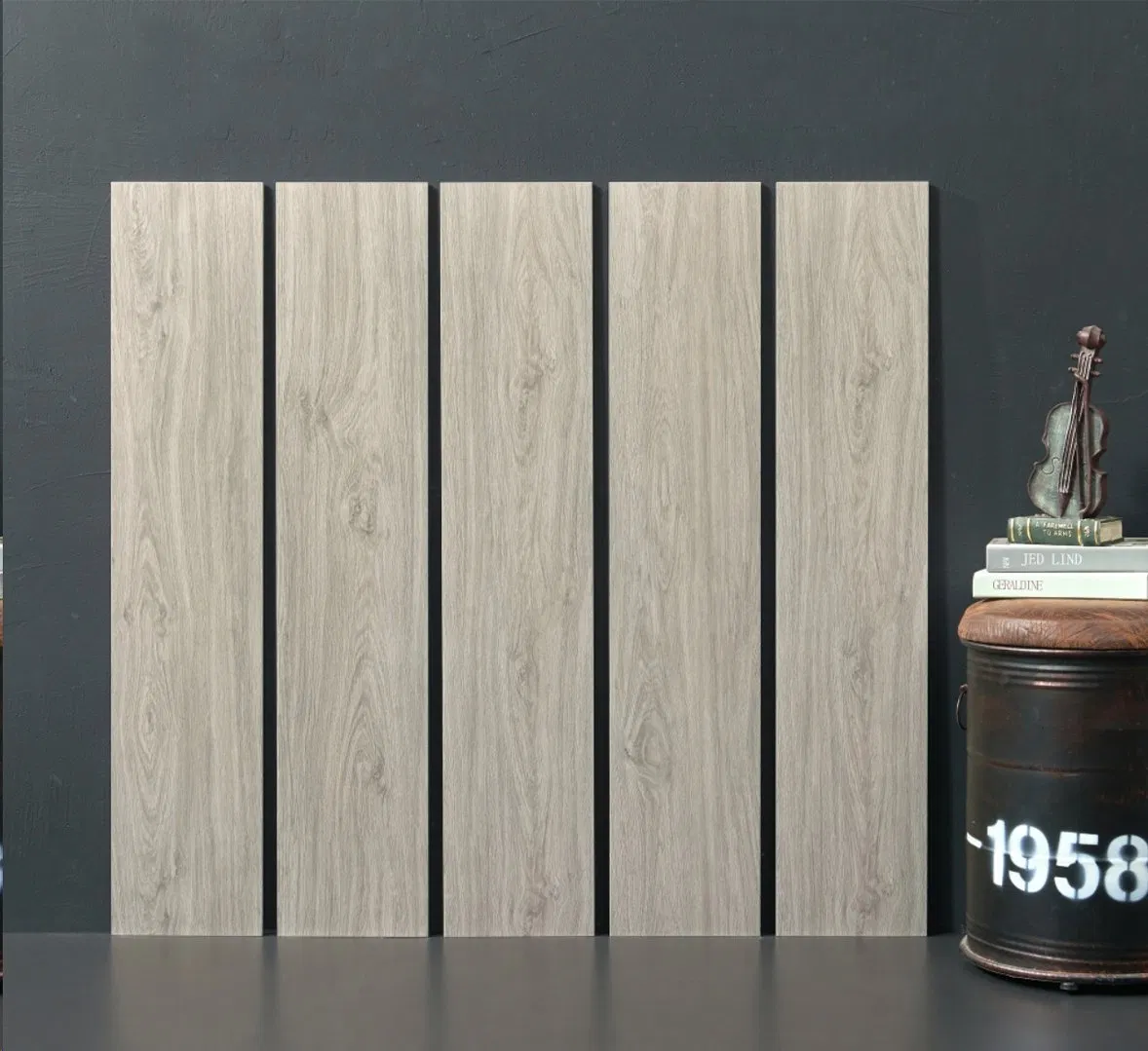 Dark Colour Matte Surface Wood Look Rustic Tile Promotion Price for Resell