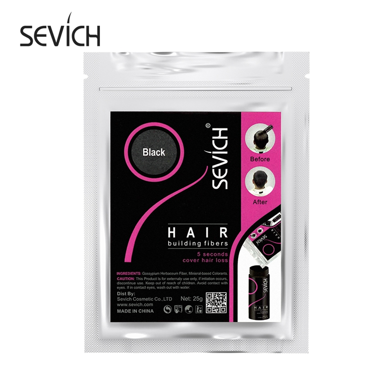 Private Brand Nature Cotton Black Hair Building Fibers Refill Bags