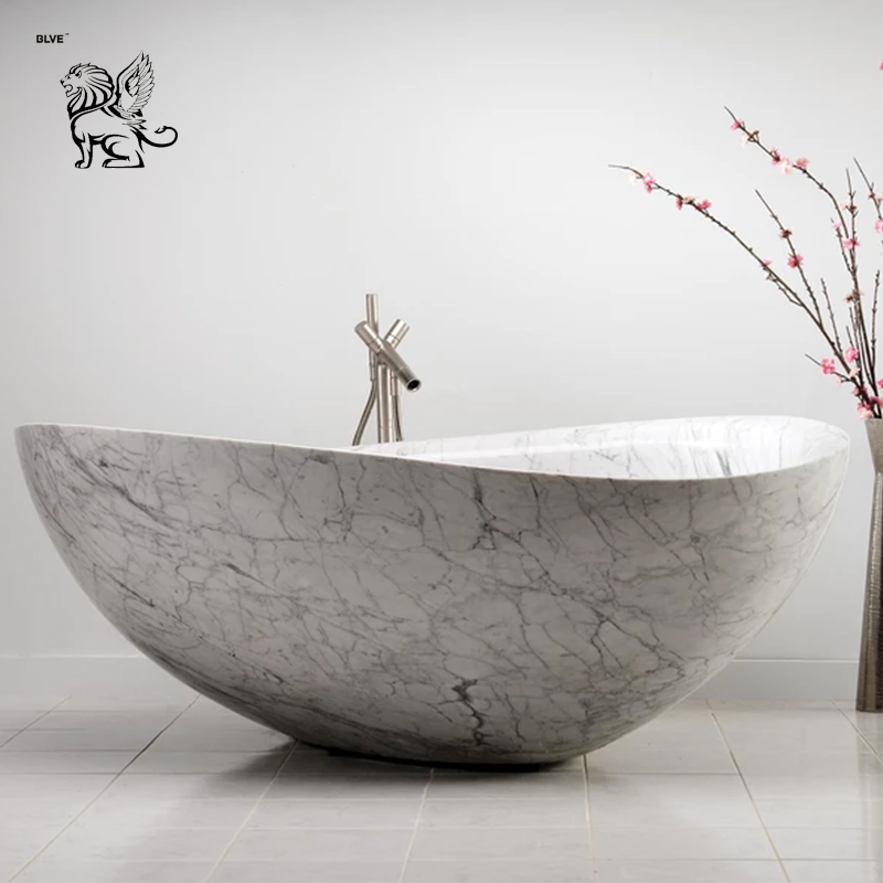 Polish Marble Custom-Made Freestanding Round Solid Natural Stone Bathtub Mbbg-13