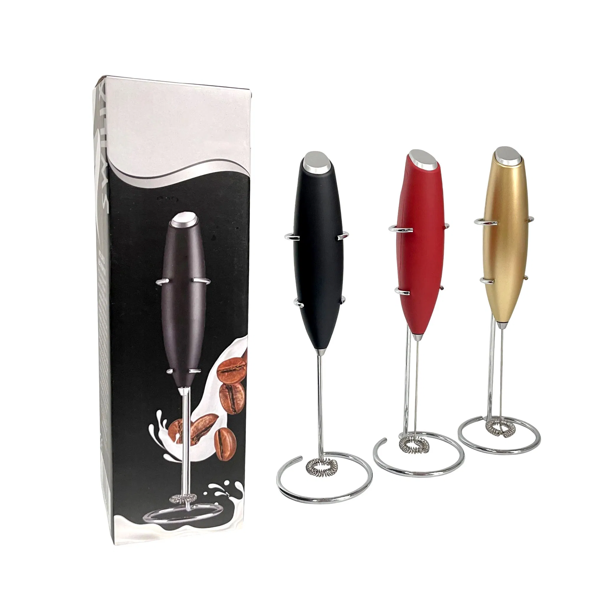 Portable Stainless Steel Milk Frother 1 Whisk with Battery Powered Coffee Frother