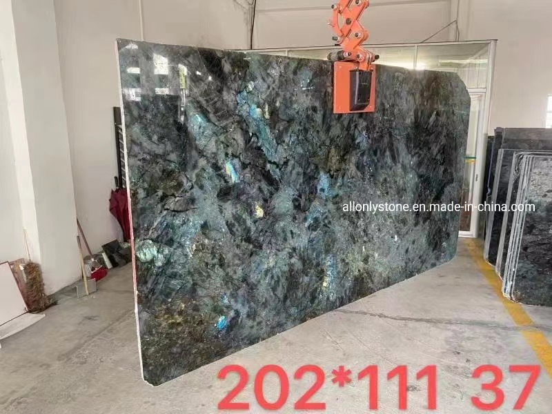 Light Through Natural Brazil Luxury Granite Stone Labradarite Blue Slab for Stone Wall Tiles