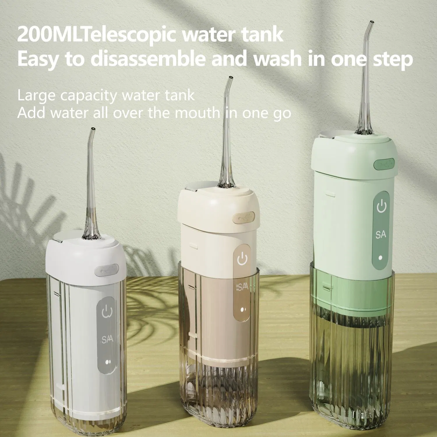 Portable USB Electric Interdental Cleaner Foldable Plastic for Oral Irrigator Water Flosser for Adults Ipx7 Waterproof