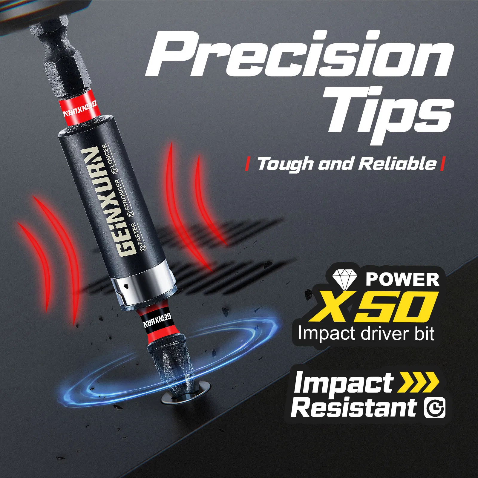 Набор бит для ударной отвертки S2, цветная маркировка