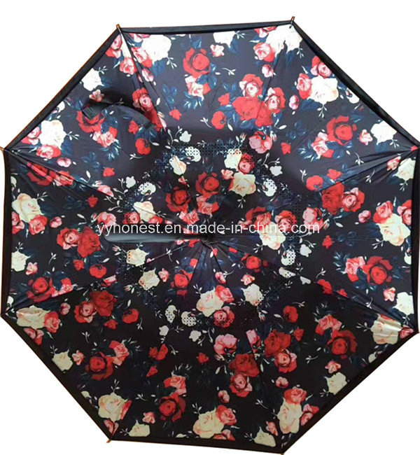 Custom New Design Folded Car C Handle Inverted Umbrella