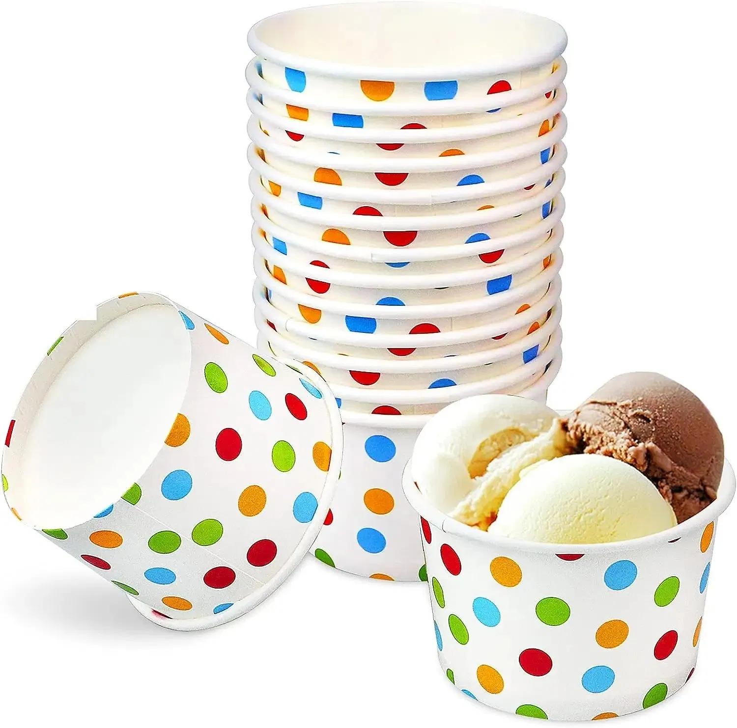 Eco Friendly Disposable Yogurt 3oz 5oz 8oz White Ice Cream Paper Cup with Lid