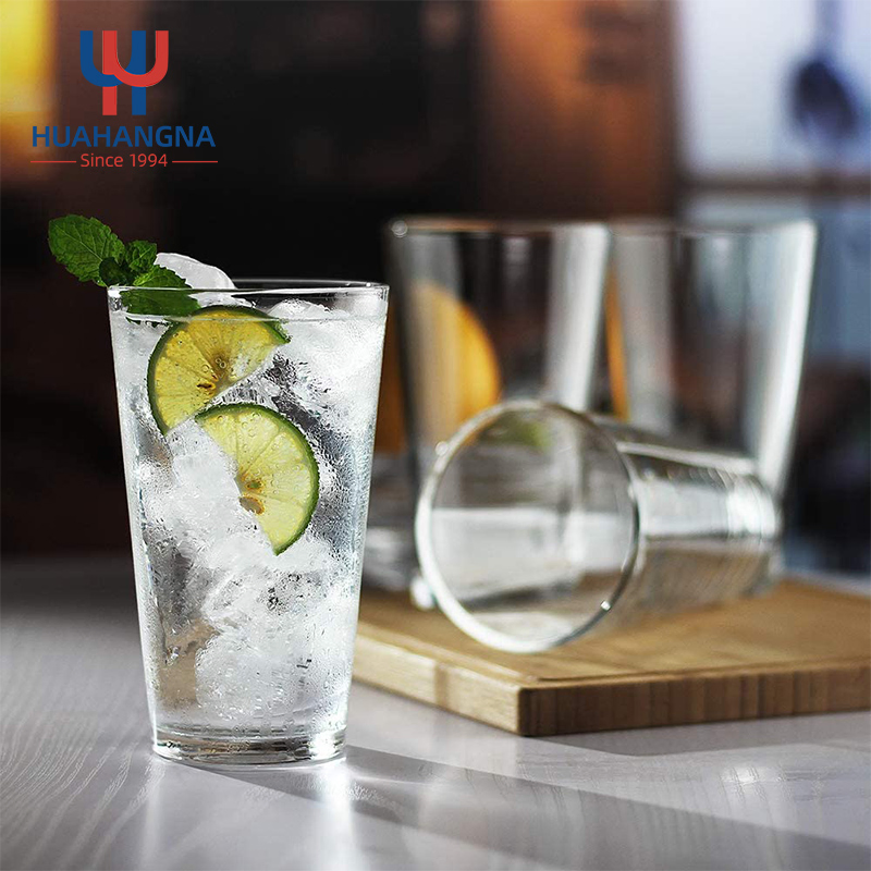 Huahang Wholesale Custom Logo 16oz 480ml Water Drinking Cup Glass Ware Mug Juice Pilsner Pint Beer Glass for Bar Restaurant Event