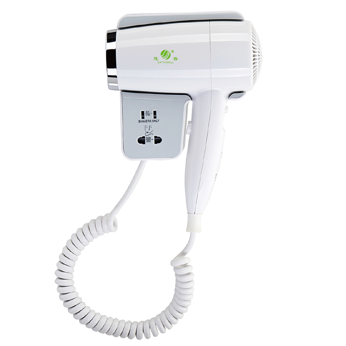 Hotel Supply Bathroom Use Professional Wall Mounted Hair Dryer with Shaver Socket