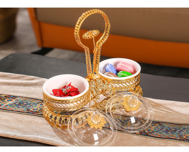 Golden Metal with Lid in Living Room Candy Box