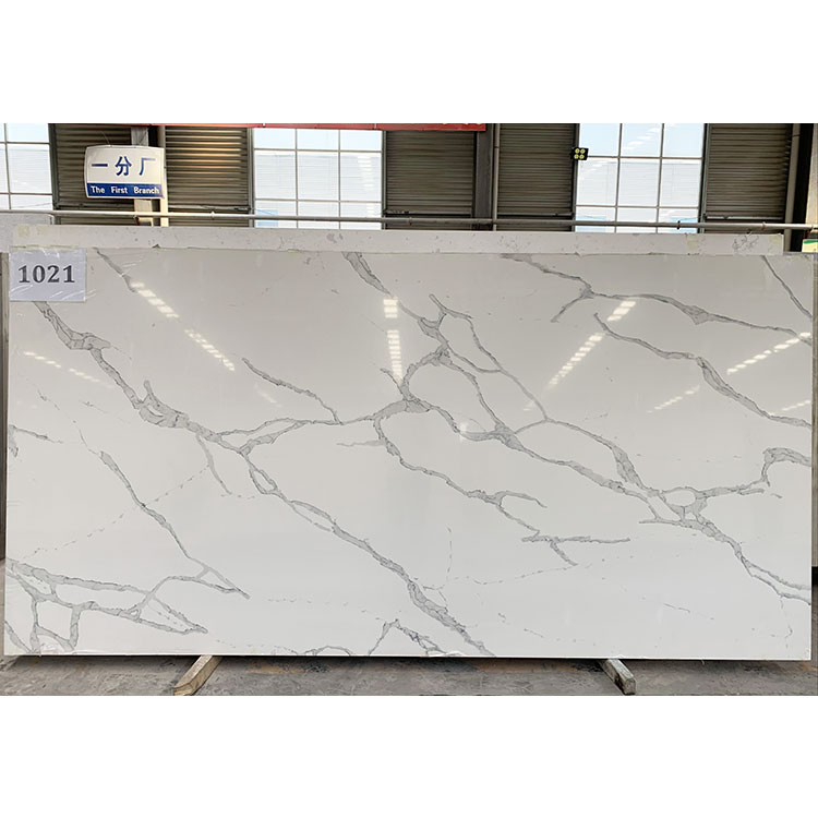 Italian Calacatta Marble Veins Engineered Stone Slab Quartz Wall Panel