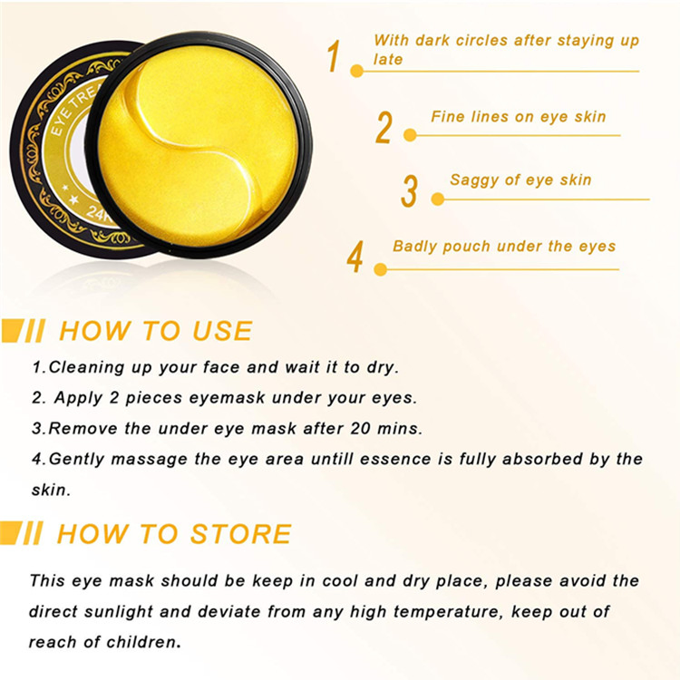 24K Gold Eye Masks for Dark Circles and Puffiness Under Eye Treatment