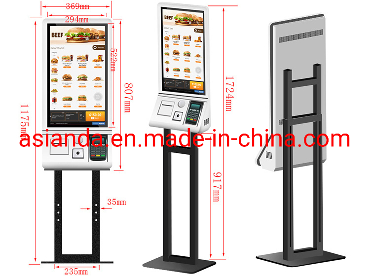 Supermarket Shopping Mall Wall Mounted Floor Standing Self Service Check out Ordering Kiosk Payment Machine with POS System