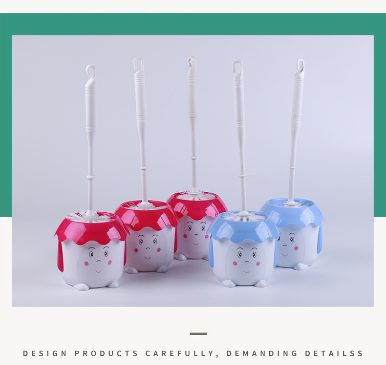 Apple Cherry Shape Everyday Use Lovely Cleaning Plastic Toilet Brush with Long-Handle