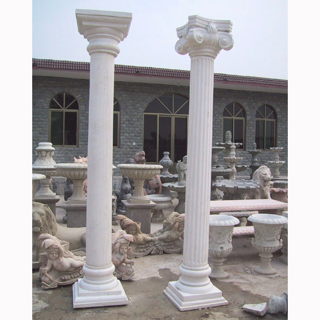 out Door Indoor Decorative Building Pillar Natural Stone Greek Column White Marble Roman Columns with Factory Price (SY-C013)