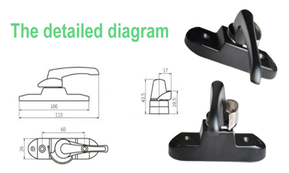 Factory Price High Quality Aluminum Crescentic Lock Sb44 Window Sliding Handle Lock