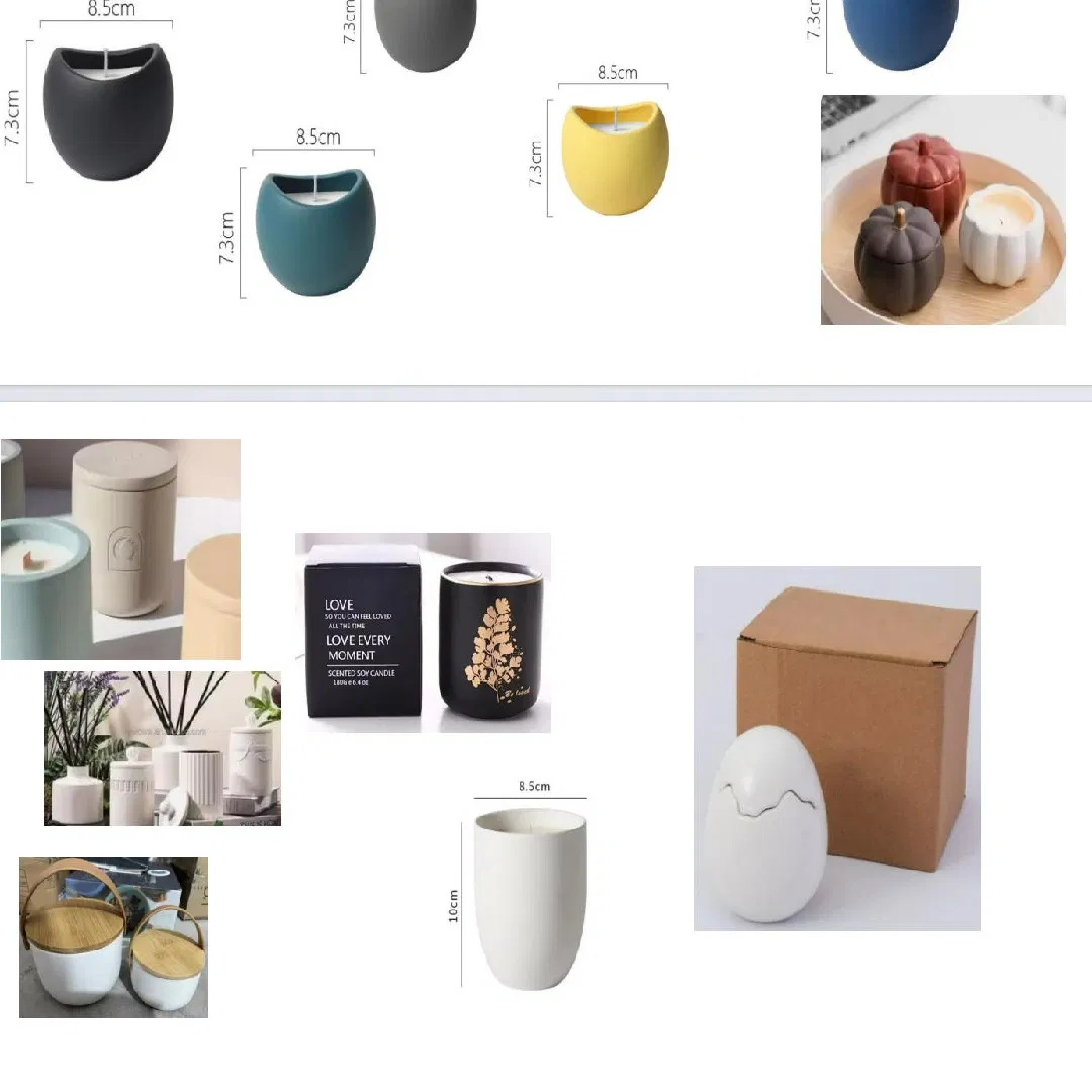 Custom Manual Aromatherapy Round Color Gradient Ceramic Candle Cup Ceramic Candle