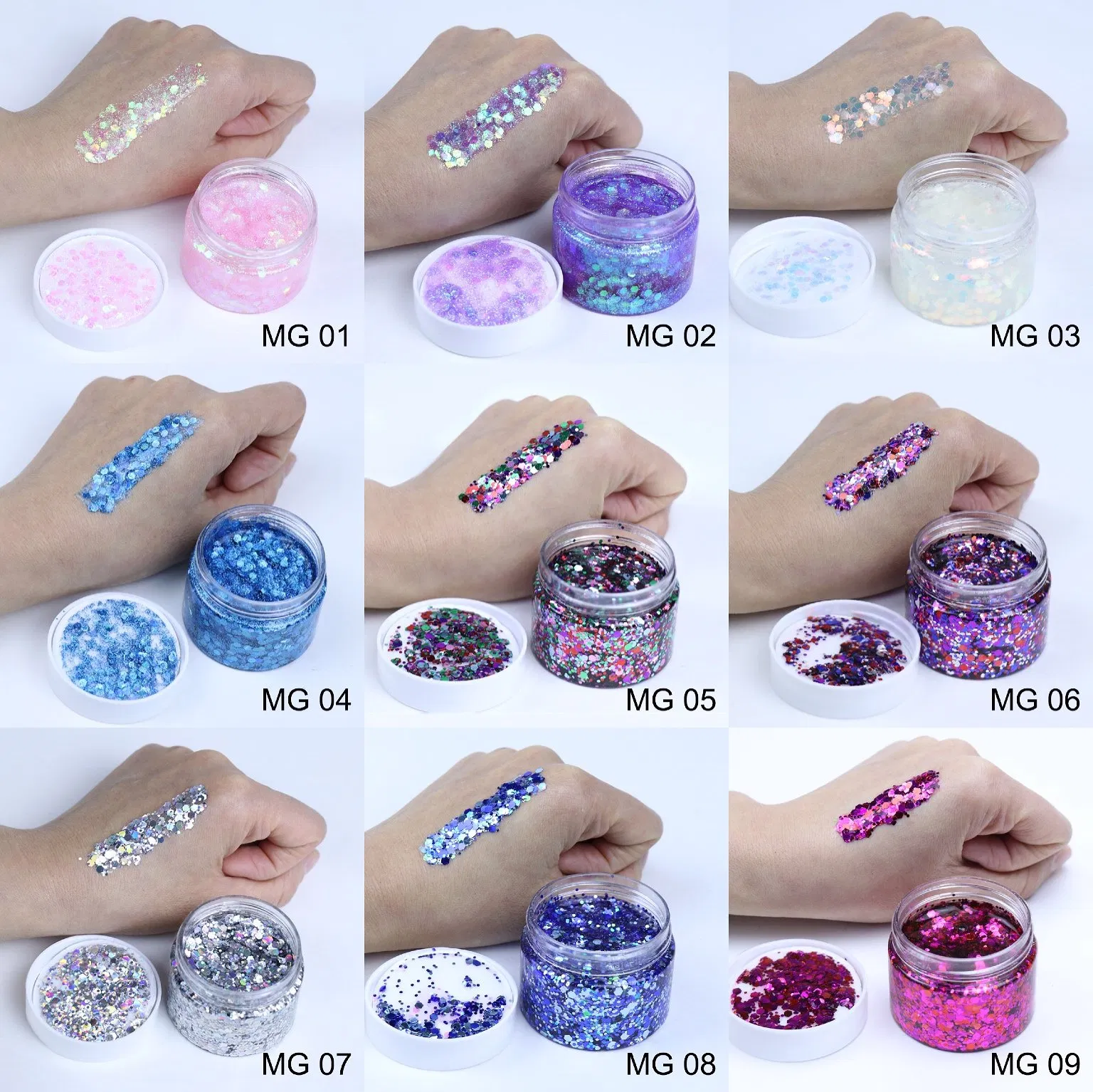 Cosmetic Grade Holographic Peel off Chunky Glitter Gel for Face Hair Decoration Makeup Glitter Gel