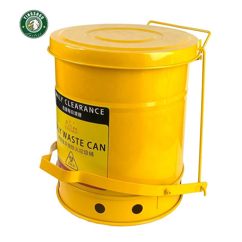 Oily Waste Cans for Flammable Waste Oily Rag Can 53L Yellow Oily Waste Disposal Cans