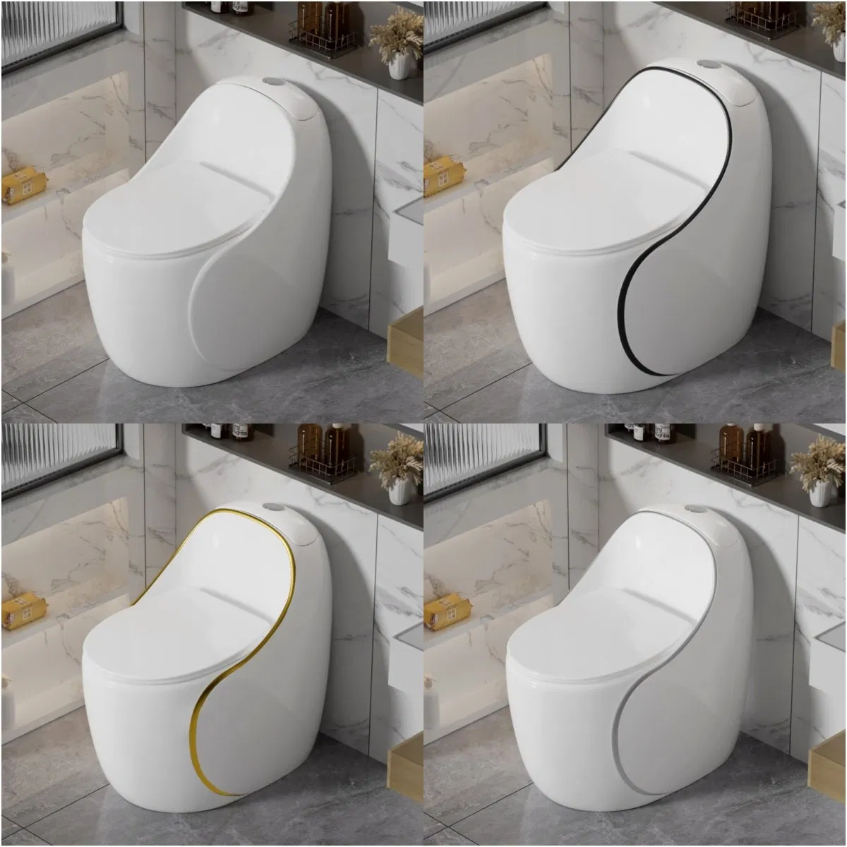 Egg Shape Ones Luxury Round Shape Egg Toilet Siphon Water Closet Floor Mounted Wc for Bathroom